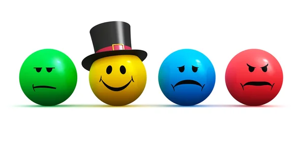 Emoticons com quatro humores diferentes — Fotografia de Stock