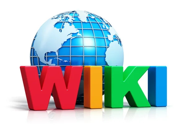 Wiki texto y globo terráqueo — Foto de Stock