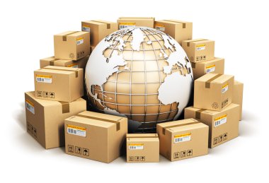 Global shipping and worldwide logistics concept clipart