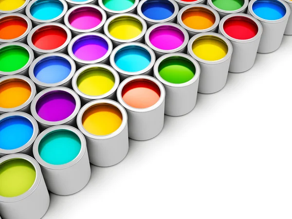 Colore lattine di vernice — Foto Stock