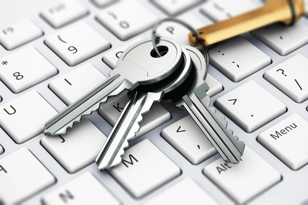 Security concept: keys on laptop keyboard — Stock Photo, Image