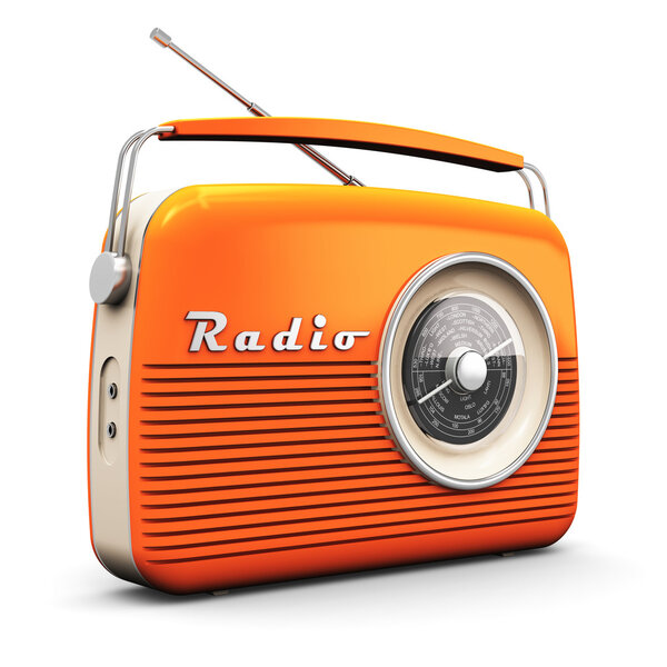 Vintage radio receiver isolated on white background