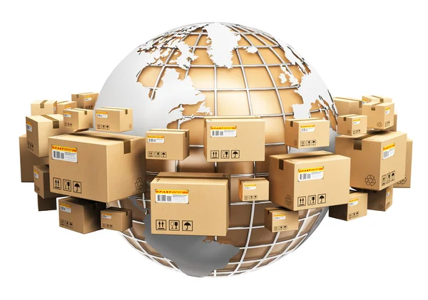 Globális szállítási és világszerte logisztikai koncepció — Stock Fotó