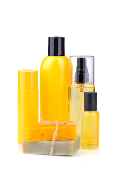 Orange soaps and lotions — Stock Photo, Image