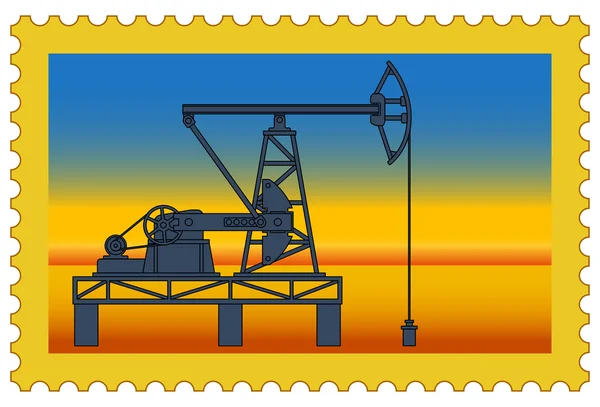 石油 pumpjack 邮票 — 图库矢量图片