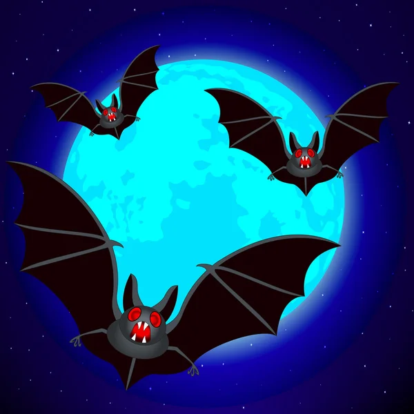 Bats and blue Moon — Stock Vector