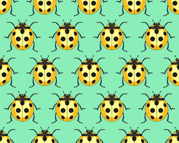 Yellow ladybug pattern — Stock Vector