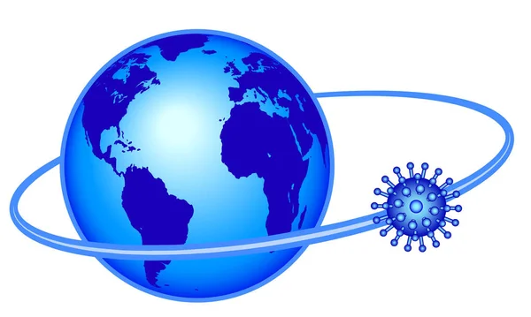 Illustration Conceptuelle Globe Terrestre Coronavirus Orbite Nouveau Coronavirus Covid Éléments — Image vectorielle