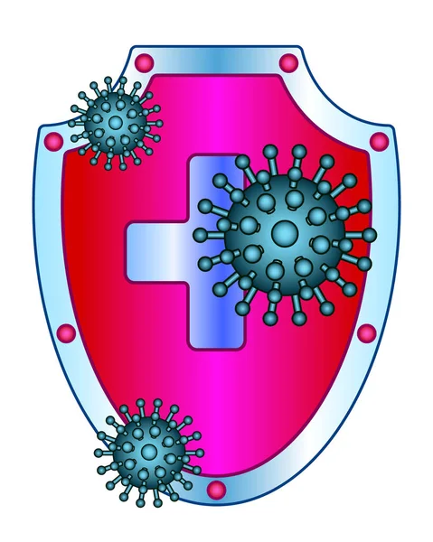 Begreppet Illustration Abstrakta Koronvirus Och Sköld Novel Coronavirus Covid — Stock vektor