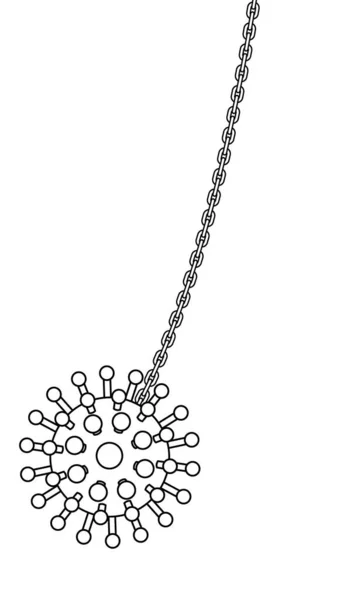 Illustration Conceptuelle Coronavirus Contour Abstrait Sur Une Chaîne Nouveau Coronavirus — Image vectorielle
