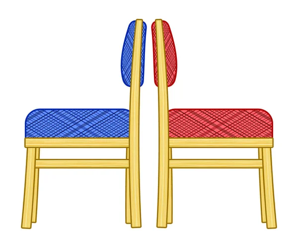Klasik Evcil Yastıklı Sandalye Tasviri Yan Görünüm — Stok Vektör