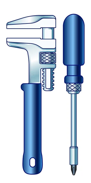 ユニバーサルドライバーと調節可能なレンチツールのイラスト — ストックベクタ
