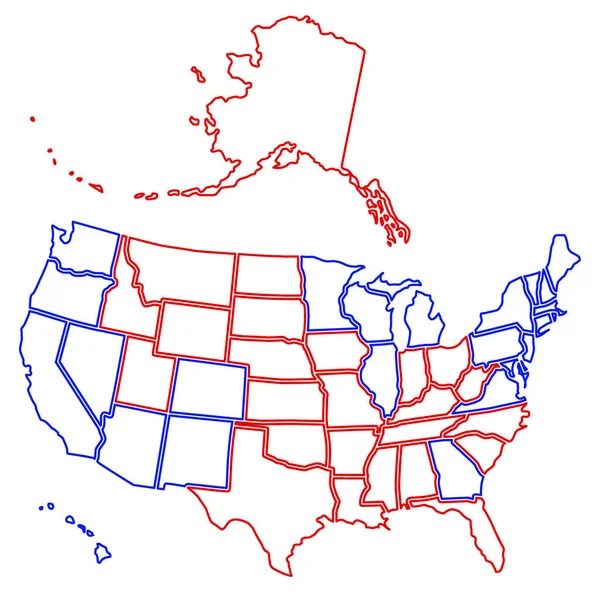 Elecciones Presidenciales 2020 Resultados Finales Mapa Contorno Estados Unidos — Vector de stock