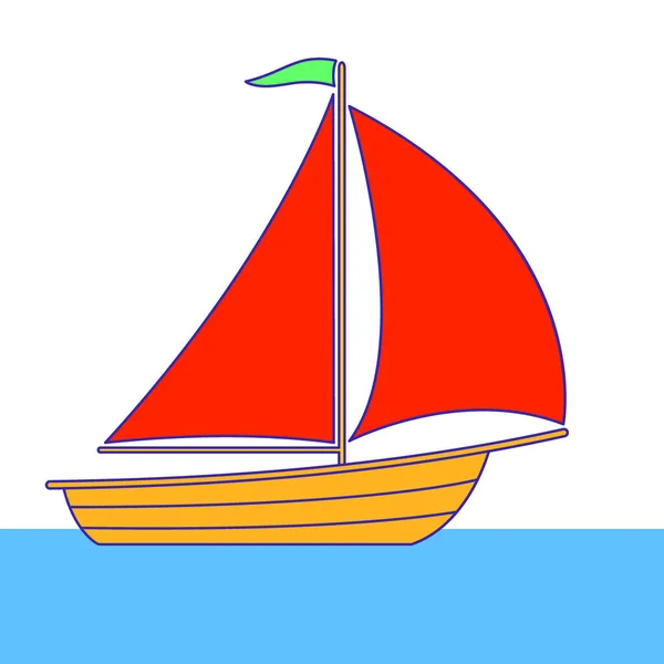 Ilustração Ícone Barco Vela — Vetor de Stock