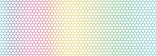 Nahtlose Muster Des Spektrums Farbe Sechseckigen Netzes — Stockvektor