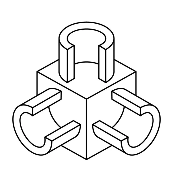 抽象的な輪郭線のイラスト ティーパイプ継手Inセクション — ストックベクタ