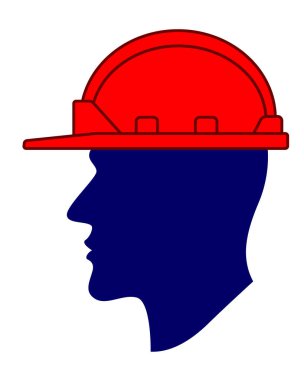 Illustration of a protective hard helmet on the silhouette of a human head clipart