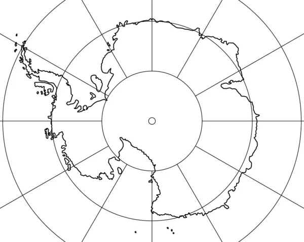 Illustrazione Della Mappa Dei Contorni Dell Antartide Fonte Della Carta — Vettoriale Stock