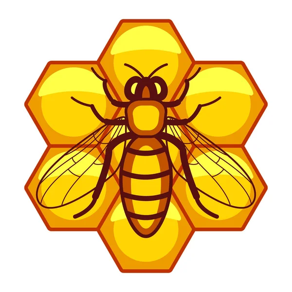 Ilustración Abeja Trabajadora Panales Hexagonales — Vector de stock