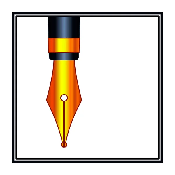 Illustration Gold Ink Pen Tip — Stock Vector