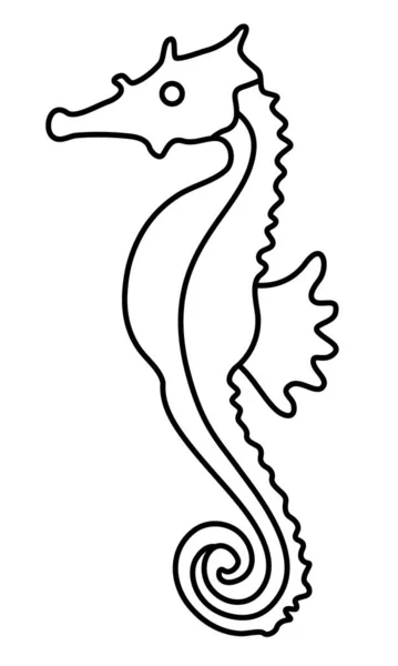 Illustration Contour Dessin Animé Hippocampe Poisson — Image vectorielle