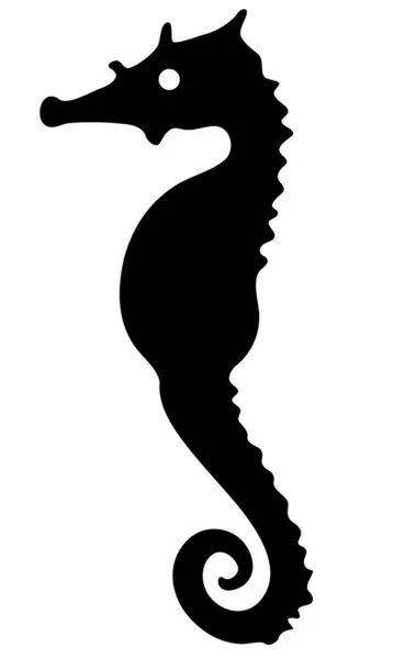 Illustration Des Silhouette Cartoons Seepferdchen Fisch — Stockvektor
