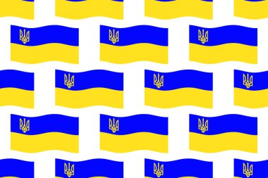 Dalgalanan bayrak ve Ukrayna arması kusursuz desen