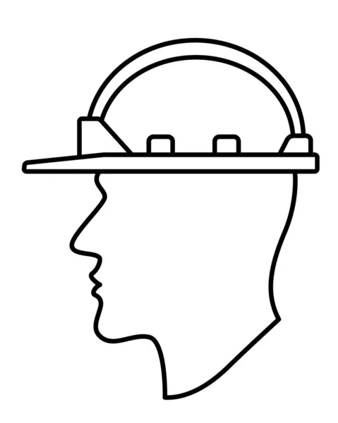 Illustration Contour Casque Dur Protecteur Sur Une Tête Humaine — Image vectorielle