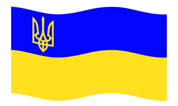 Waving flag and coat of arms of Ukraine icon