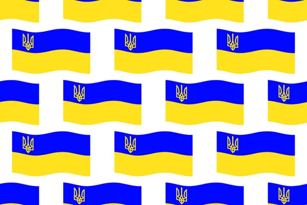 Patrón Sin Costuras Ondear Bandera Escudo Armas Ucrania — Vector de stock