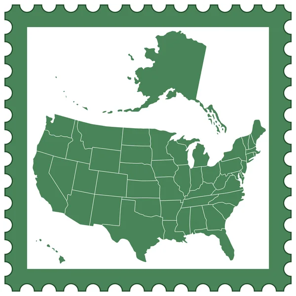 USA map on stamp — Stock Vector