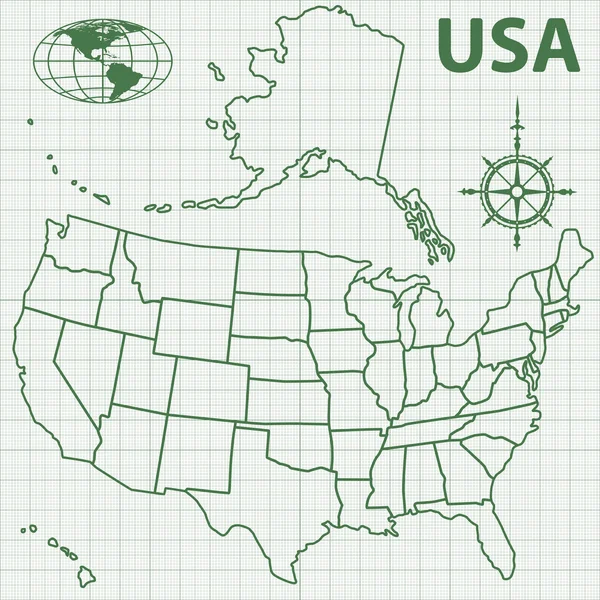 Контурная карта США — стоковый вектор