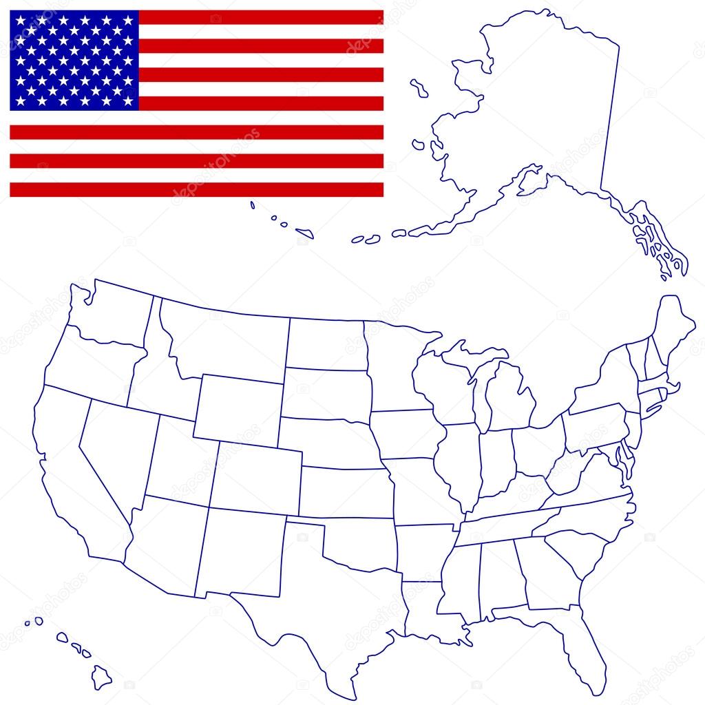 USA Map and flag