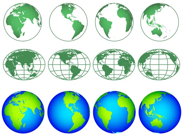 Globes pictogrammen collectie — Stockvector