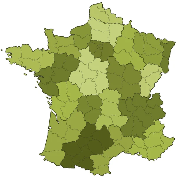 França regiões e departamentos — Vetor de Stock