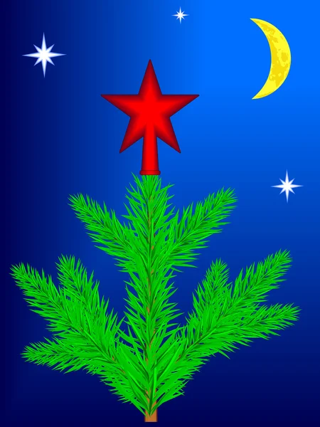 Estrela na árvore de natal — Vetor de Stock
