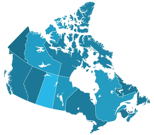Canadá mapa das regiões — Vetor de Stock