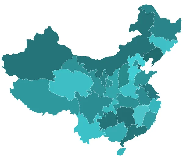 Mappa delle regioni della Cina — Vettoriale Stock