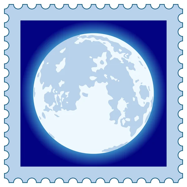 Full Moon on stamp — Stock Vector