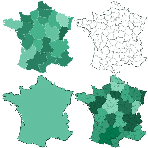 Francia mappe — Vettoriale Stock