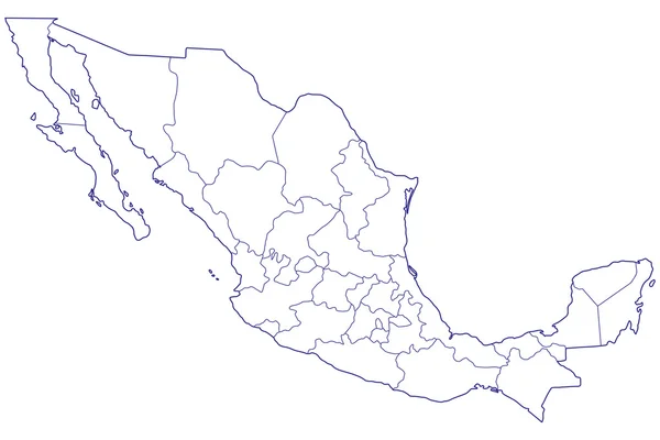 Mapa de la frontera del contorno del México — Archivo Imágenes Vectoriales