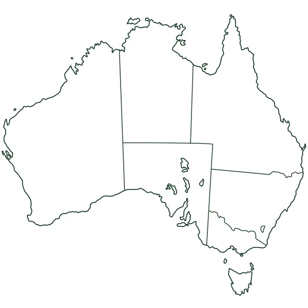 Mappa dei confini di contorno dell'Australia — Vettoriale Stock