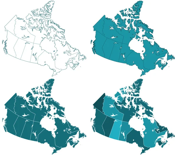 Mapas de contorno del Canadá — Vector de stock