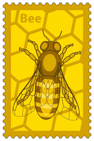 蜂蜜蜜蜂邮票 — 图库矢量图片
