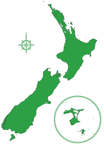 Mapa da Nova Zelândia — Vetor de Stock