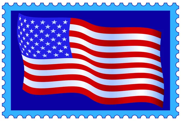 US-Flagge auf Briefmarke — Stockvektor