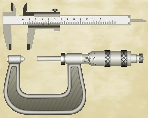 Micrometer gauge and sliding calliper — Stock Vector