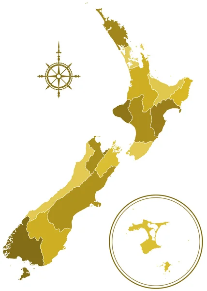 Yeni Zelanda siluet harita — Stok Vektör