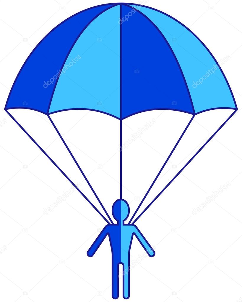 Cartoon flat parachuter icon