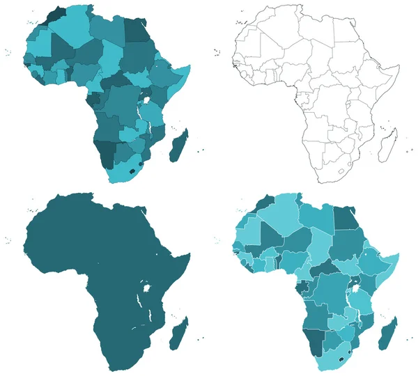 África mapas de contorno — Vetor de Stock